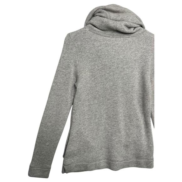 J Crew Sweater Womens Medium Gray Wool Funnel Neck Long Sleeve Pockets Cozy - Picture 10 of 12
